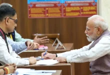 Prime Minister Narendra Modi on Tuesday cast the first vote in the vice-presidential elections, which are underway in the Parliament House.