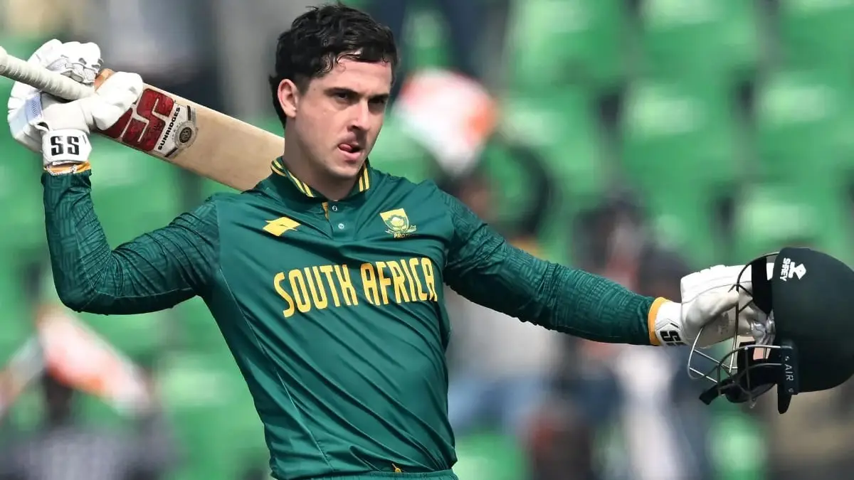 South Africa’s new opener Matthew Breetzke, who had scored a record-breaking 150 runs in his very first One-Day International (against New Zealand) in February.