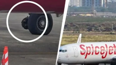 A SpiceJet Bombardier aircraft suffered a serious malfunction when one of its wheels fell off during take off at the Kandla airport.