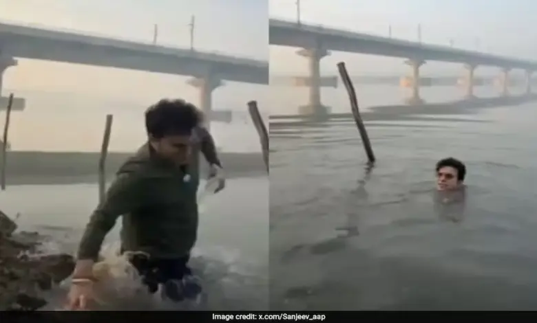 BJP Lawmaker's Plunge: Slips into Yamuna Mid-Reel Promoting 'Pristine' Waters