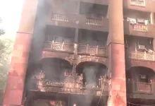A massive fire broke out at the multi-storey Brahmaputra Apartments on BD Marg in Delhi on Saturday.