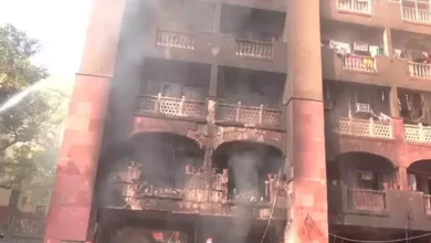 A massive fire broke out at the multi-storey Brahmaputra Apartments on BD Marg in Delhi on Saturday.