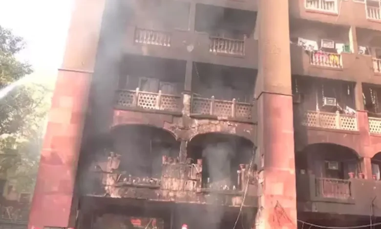 A massive fire broke out at the multi-storey Brahmaputra Apartments on BD Marg in Delhi on Saturday.