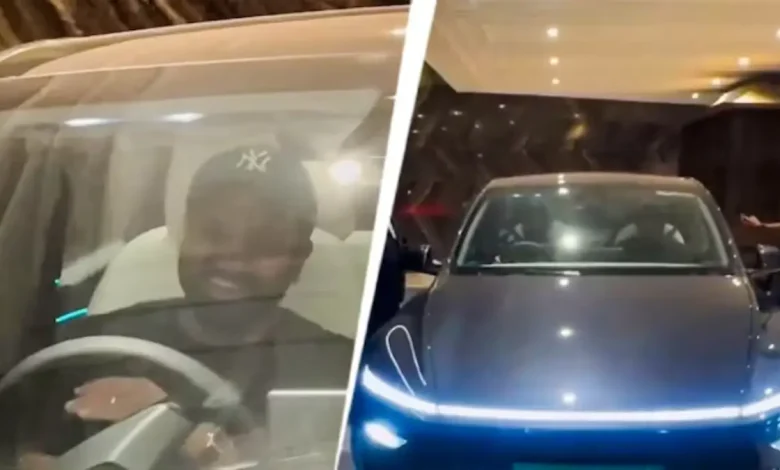 Batting superstar Rohit Sharma turned heads when he arrived at an award show in Mumbai behind the wheel of his brand-new Tesla Model Y.
