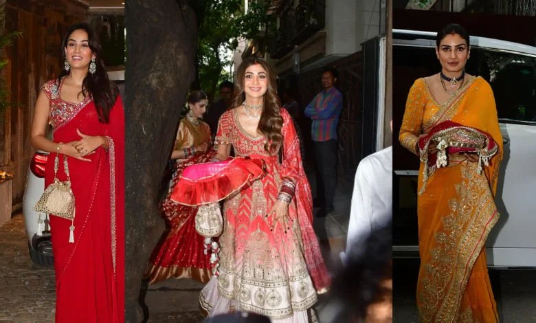 B-Town Divas Shine at Sunita Kapoor’s Karwa Chauth Bash - Shilpa Shetty, Raveena Tandon, Mira Kapoor & Geeta Basra Steal the Spotlight