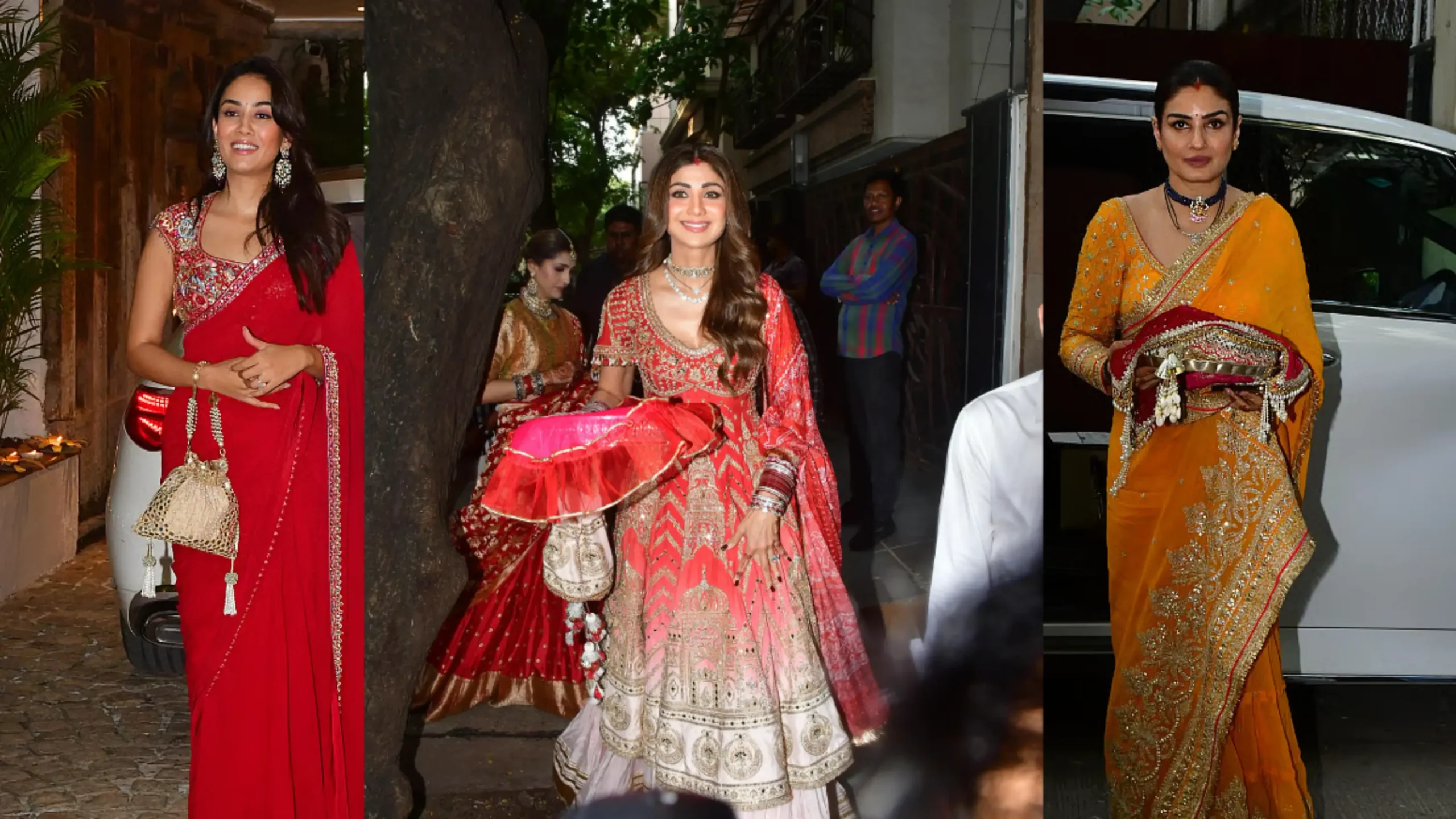 B-Town Divas Shine at Sunita Kapoor’s Karwa Chauth Bash - Shilpa Shetty, Raveena Tandon, Mira Kapoor & Geeta Basra Steal the Spotlight