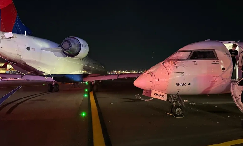 Two Delta planes collide while taxiing; Video shows aircraft's wing detached