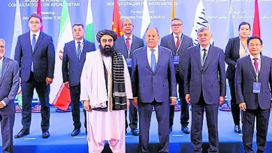 Participants of the ‘Moscow Format’ talks, including Russia’s Foreign Minister Sergei Lavrov and Afghanistan’s Amir Khan Muttaqi, in Moscow, on Tuesday. Read more at: https://www.deccanherald.com/india/india-joins-russia-china-pakistan-others-in-opposing-us-bid-to-regain-control-of-bagram-air-base-in-afghanistan