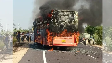Rajasthan Bus Carrying 57 Passengers Catches Fire on Jaisalmer Highway; Several Injured