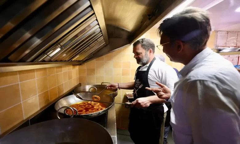 VIDEO: Rahul Gandhi Visits Delhi's 235-Year-Old Sweet Shop On Diwali, Tries Making Imarti and Laddu
