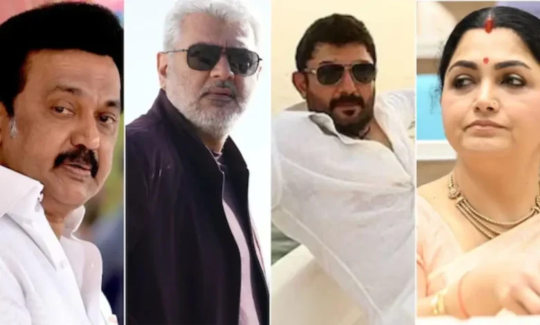 A bomb threat was issued on Sunday night to the residence of Tamil Nadu Chief Minister MK Stalin and actors Ajith Kumar, Aravind Swamy and Khushbu.