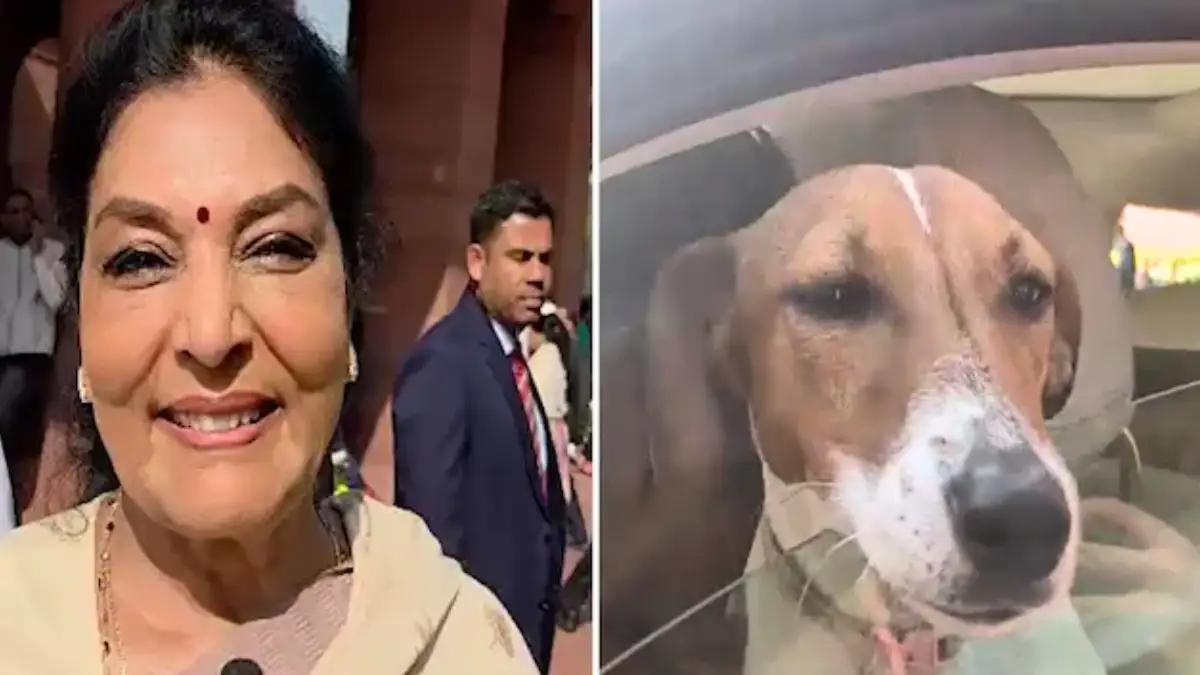 A rare and unusual scene unfolded on the opening day of the Winter Session in Parliament on Monday when Congress MP Renuka Chowdhury arrived at the House with her pet dog, sparking immediate debate and controversy.