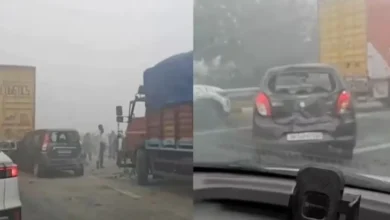 A chain collision involving nearly a dozen vehicles was reported on the Eastern Peripheral Expressway near Dadri in Greater Noida on Friday.