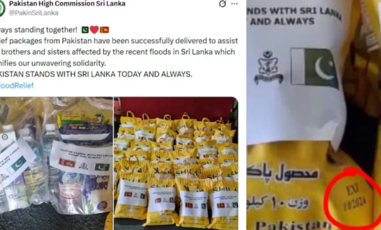 Pakistan’s attempt at showcasing solidarity with flood-hit Sri Lanka spiralled into embarrassment after Colombo-bound relief packages shared by the Pakistan High Commission itself.