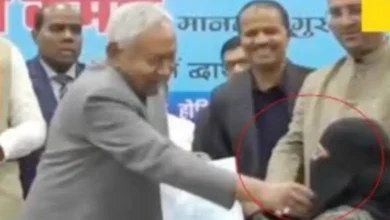 Bihar Chief Minister Nitish Kumar sparked a row after he pulled down a woman's hijab while handing over appointment letters to AYUSH doctors at an event.