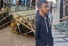 Ahmedabad's Palladium Mall Sees Christmas Decor Vandalism: Bhagwa Sena Workers Topple Tree, Several Detained By Police