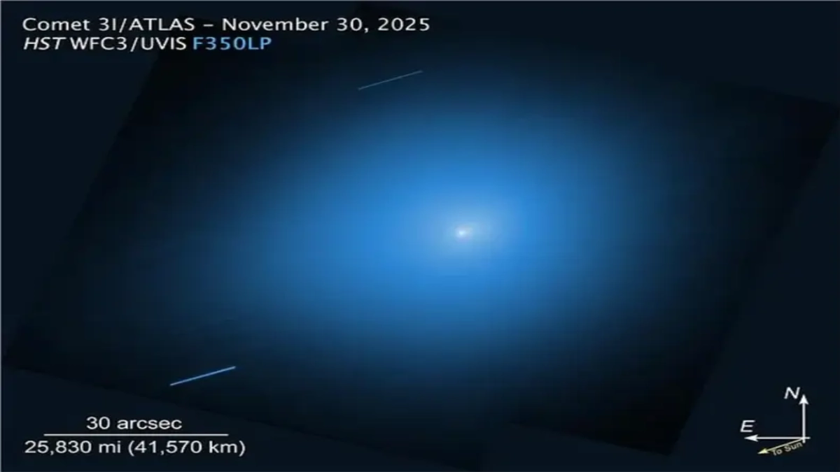 Hubble Captures 3I/ATLAS With 40,000 Km Glowing Halo Around Interstellar Comet