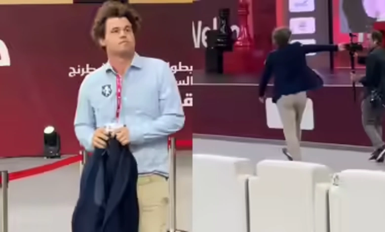 Magnus Carlsen Shoves Cameraman in Frustration After Shock Defeat at FIDE World Rapid Championship