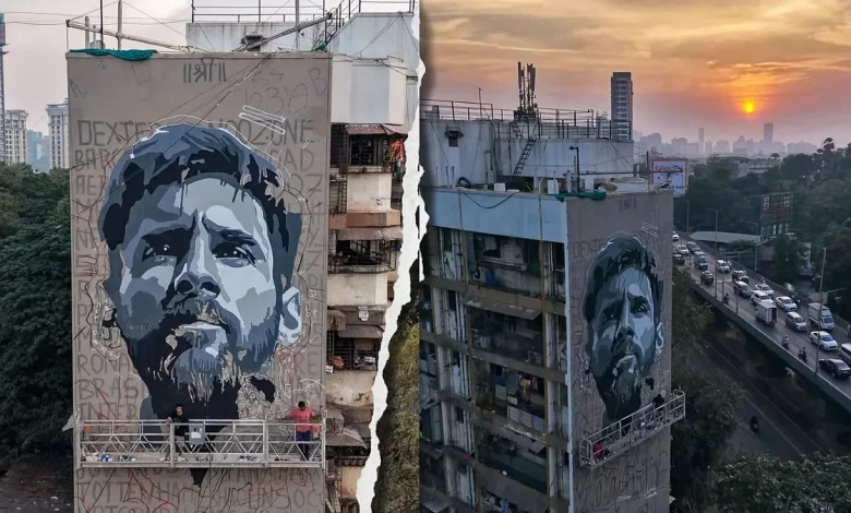 Messi Graffiti Unveiled in Mumbai Ahead of GOAT India Tour 2025 | VIDEO