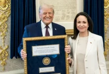 Wonderful gesture, said US President Donald Trump with a cheek-to-cheek smile as he posed with a Nobel Peace Prize.