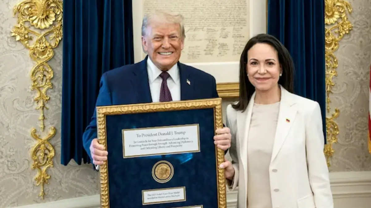 Wonderful gesture, said US President Donald Trump with a cheek-to-cheek smile as he posed with a Nobel Peace Prize.