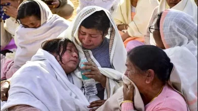 Family members ofM Rishikanta Singh grieve after identifying his body virtually on Thursday.