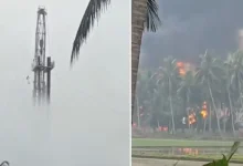 Panic gripped Ambedkar Konaseema district of Andhra Pradesh after a gas leak at an oil well operated by Oil and Natural Gas Corporation’s (ONGC) production contractor caught fire on Monday.