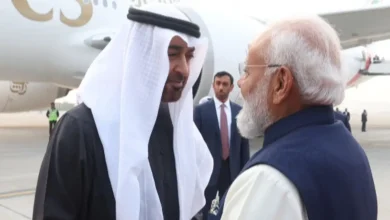 Sheikh Mohamed bin Zayed Al Nahyan landed in the national capital for a roughly two-hour visit.