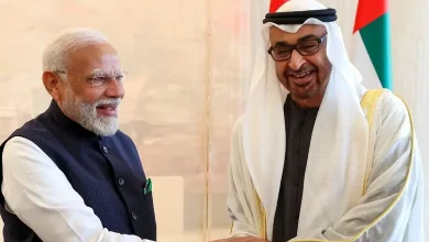 Prime Minister Narendra Modi with UAE President Mohamed bin Zayed Al Nahyan during a meeting, in Abu Dhabi. | Photo Credit: PTI