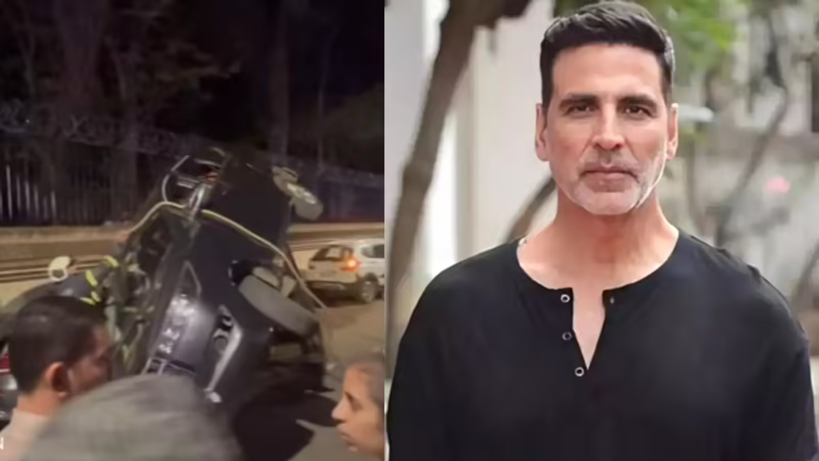 Akshay Kumar’s Convoy Escort Vehicle Crashes in Mumbai, Two Injured | VIDEO