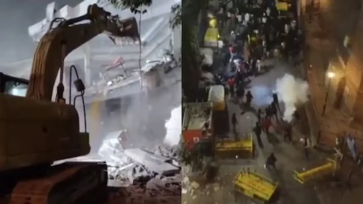 Delhi Police Use Tear Gas as Stone-Pelting Erupts During Pre-Dawn Anti-Encroachment Drive Near Turkman Gate Mosque | VIDEO