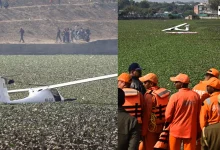 IAF Microlight Aircraft Makes Emergency Landing in Prayagraj Pond, Both Pilots Rescued Safely