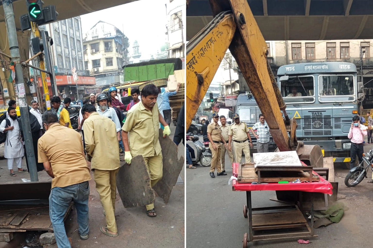Mumbai Civic Body Conducts Bulldozer Drive on Mohammed Ali Road, Dongri Against Illegal Constructions and Hawkers