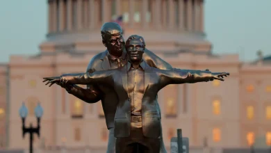 Anonymous Artists Erect 12-Foot Trump-Epstein 'Titanic' Statue On Washington's National Mall