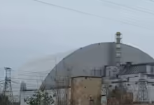 A general view shows the New Safe Confinement (NSC) structure, that covers the old sarcophagus which confines the remains of the damaged fourth reactor, at the Chornobyl Nuclear Power Plant. (Photo Credit: Reuters)