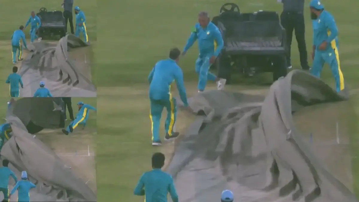 Comical Yet Chaotic Scene in PSL as Strong Winds Blow Away Covers, Groundstaff Injured