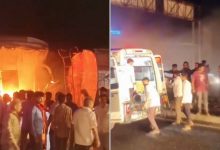Bus Accident: 4 Killed, 10 Injured as Ahmedabad-Rajkot Bus Collides With Tanker on Chotila Highway, Bursts Into Flames