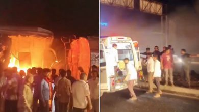 Bus Accident: 4 Killed, 10 Injured as Ahmedabad-Rajkot Bus Collides With Tanker on Chotila Highway, Bursts Into Flames