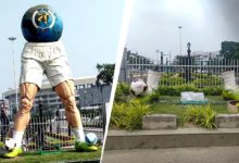 BJP Demolishes Mamata-Designed Football Sculpture Outside Kolkata's Salt Lake Stadium, Days After Minister Called It 'Grotesque'