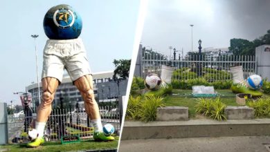 BJP Demolishes Mamata-Designed Football Sculpture Outside Kolkata's Salt Lake Stadium, Days After Minister Called It 'Grotesque'