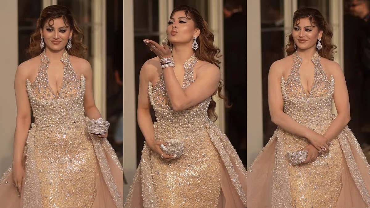 Urvashi Rautela Turns Heads at Cannes 2026 in Pearl Gown and Princess Diana-Inspired Crown Clutch