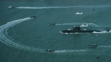 Pakistan's new China-built PNS Hangor submarine was welcomed by its navy in Karachi