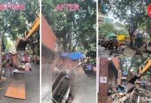 BMC Demolition Hammer Strikes Illegal Shop and Library Structures in Ghatkopar