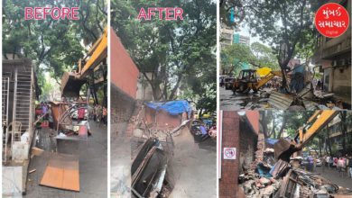 BMC Demolition Hammer Strikes Illegal Shop and Library Structures in Ghatkopar
