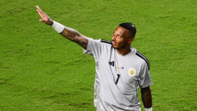 Curacao goalkeeper Eloy Room dives to make a save during the FIFA World Cup 2026 match against Ecuador