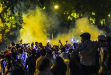 New Delhi, Jul 22 (ANI): Smoke rises as security personnel fire tear gas shells to disperse potesters during their protest at Jantar Mantar in support of the Cockroach Janata Party (CJP), demanding the resignation of Union Education Minister Dharmendra Pradhan over alleged examination irregularities and NEET paper leak, in New Delhi on Wednesday.