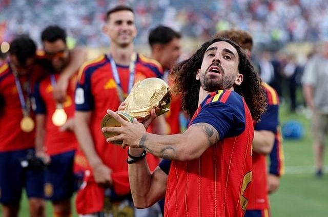 Spain's Marc Cucurella Sparks Debate After Carrying FIFA World Cup Trophy in a Plastic Bag