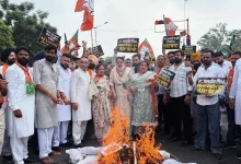 BJP Mounts Protest Outside AAP Headquarters Over Punjab Paper Leak Row