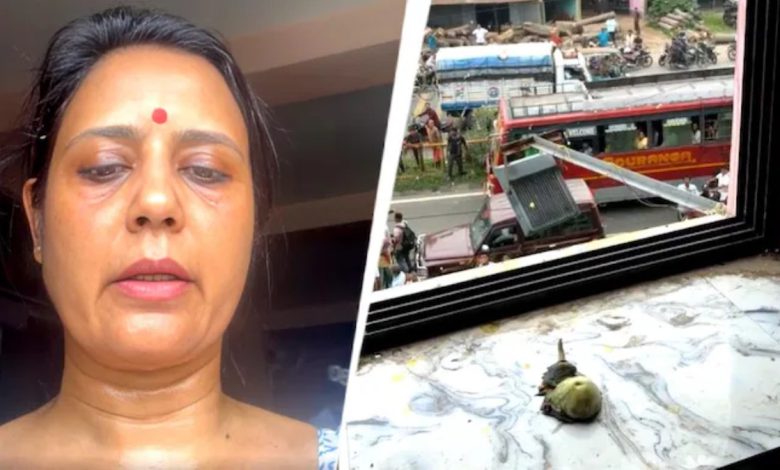 Mahua Moitra Alleges BJP Workers Threw Eggs, Brinjals at Krishnanagar Party Office, Streams Incident Live