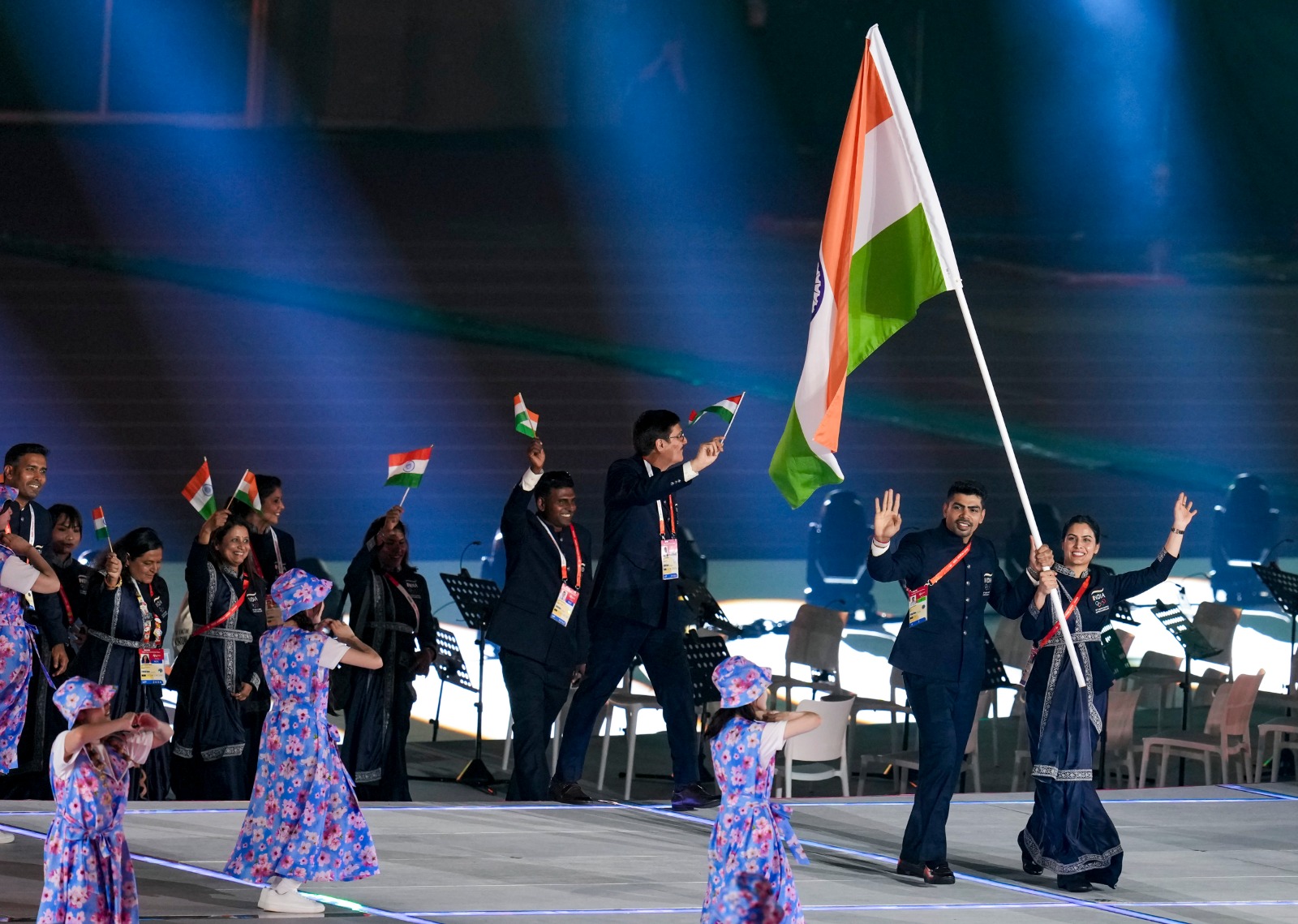 Hi-Tech Opening Ceremony in Japan: Manu Bhaker and Pawan Sehrawat Lead India’s Contingent in Asian Games
